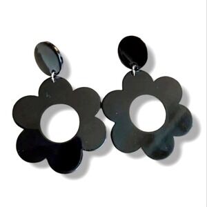 Bohemian Black Chunky Floral Dangle Fashion Jewelry Earrings